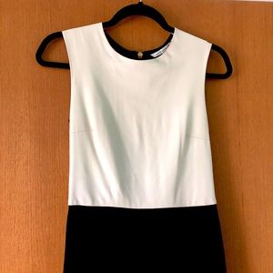 Diane VonFurstenberg color block, genuine leather mini dress.